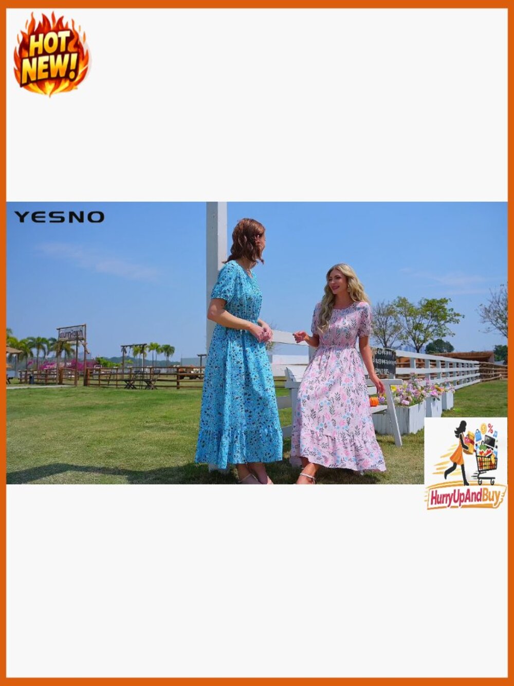 Boho Maxi Dress with Puff Sleeves Drawstring Waist Pockets Summer Casual - Picture 7 of 7